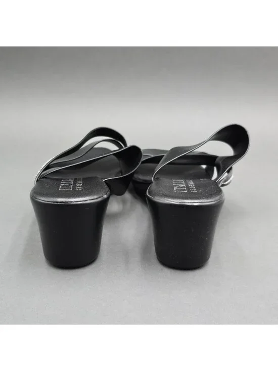 Italian Shoemakers Remus Black Slide Sandals Size 7 M Crystal Trim Wedge Heel - Picture 6 of 8